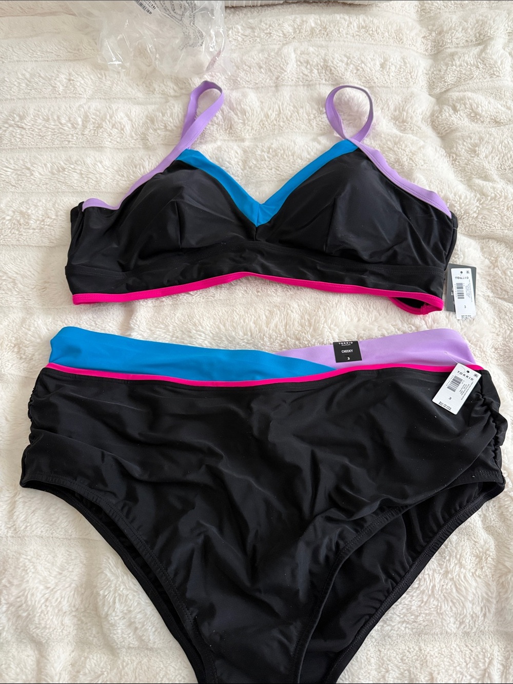 torrid Black Bikini Set with Blue, Purple & Pink Trim